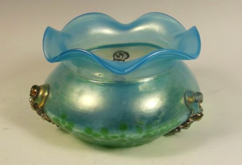 BOHEMIAN ART NOUVEAU ORCHIS GLASS BOWL - ADDITIONAL PHOTO 1