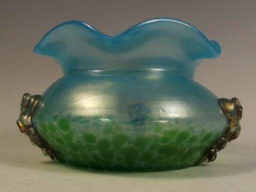 BOHEMIAN ART NOUVEAU ORCHIS GLASS BOWL - ADDITIONAL PHOTO 2