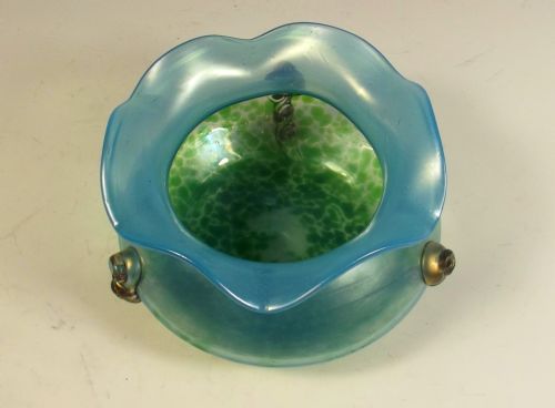 BOHEMIAN ART NOUVEAU ORCHIS GLASS BOWL - ADDITIONAL PHOTO 4