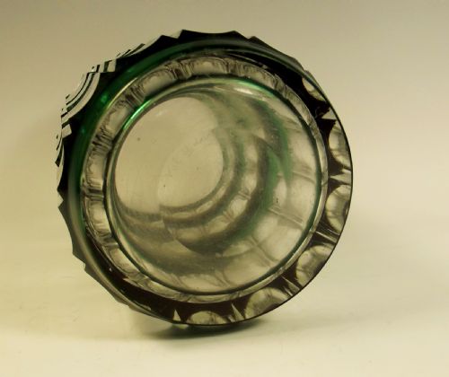 ART DECO GREEN OVER CLEAR GLASS VAL ST LAMBERT VASE - ADDITIONAL PHOTO 1