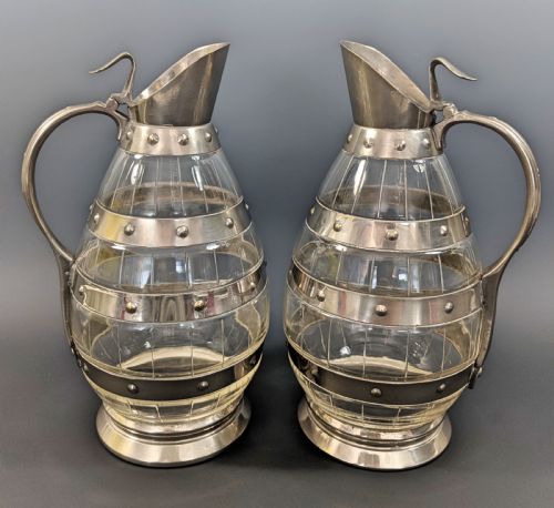 pair wmf wine barrel claret jugs c1925 - CATEGORY: ANTIQUE SILVER - DATED 1920