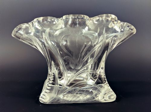 STEVENS AND WILLIAMS INTAGLIO CUT GLASS IRIS VASE - ADDITIONAL PHOTO 1
