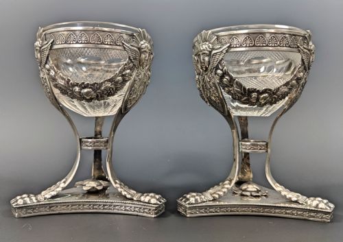 PAIR CONTINENTAL SILVER AND CUT GLASS SALT CELLARS - ADDITIONAL PHOTO 2