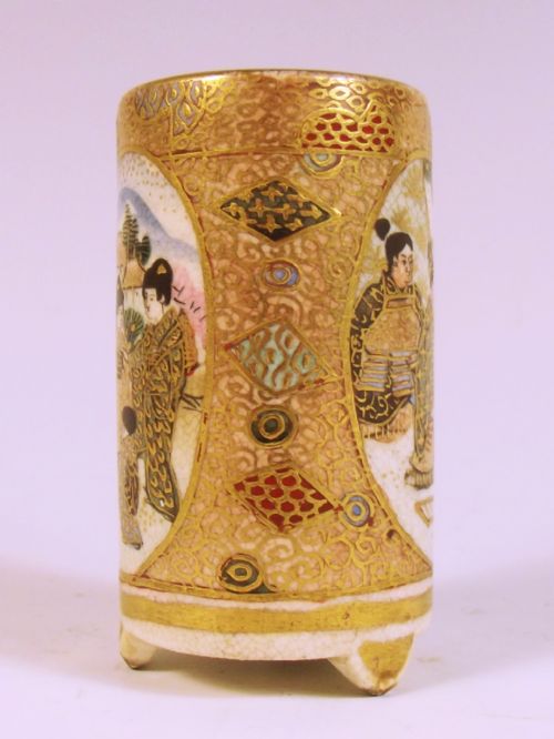 JAPANESE MEIJI PERIOD MINIATURE SATSUMA BRUSH POT - ADDITIONAL PHOTO 2