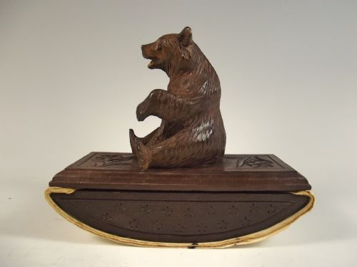 19TH C BLACK FOREST CARVED WOOD BEAR BLOTTER - ADDITIONAL PHOTO 1
