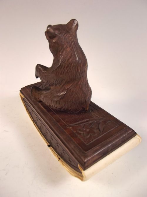19TH C BLACK FOREST CARVED WOOD BEAR BLOTTER - ADDITIONAL PHOTO 2