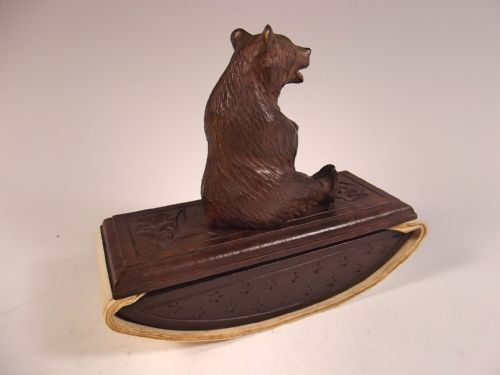 19TH C BLACK FOREST CARVED WOOD BEAR BLOTTER - ADDITIONAL PHOTO 3