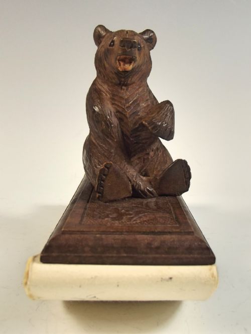 19TH C BLACK FOREST CARVED WOOD BEAR BLOTTER - ADDITIONAL PHOTO 4