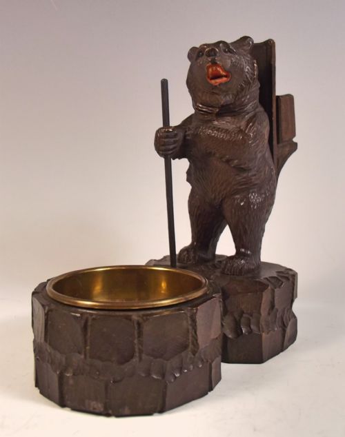 19th c black forest carved wood bear matchbox holder - CATEGORY: ANTIQUE MISCELLANEOUS - DATED 19TH CENTURY
