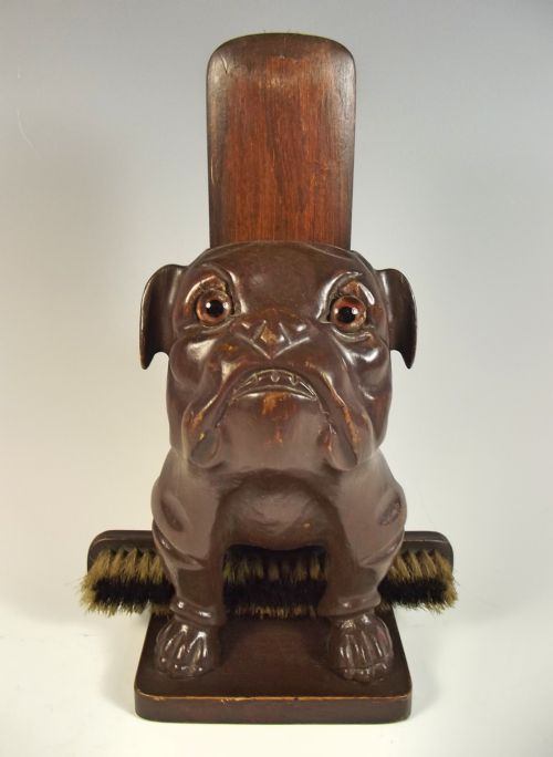 continental carved wood dog clothes brush holder - CATEGORY: ANTIQUE MISCELLANEOUS - DATED 19TH CENTURY