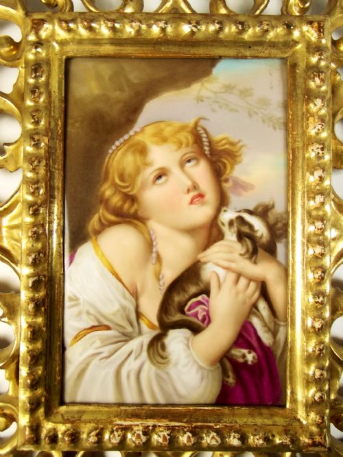 19TH C ROYAL VIENNA PAINTED PORCELAIN PLAQUE GILTWOOD FRAME - ADDITIONAL PHOTO 5