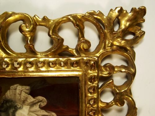 19TH C CONTINENTAL PAINTED PORCELAIN PORTRAIT PLAQUE GILTWOOD FRAME - ADDITIONAL PHOTO 2