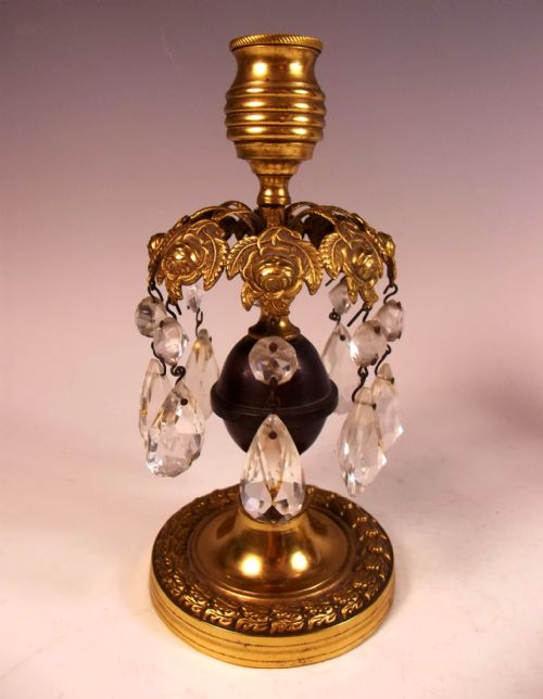 PAIR GEORGIAN ORMOLU BRONZE CANDLESTICK LUSTRES - ADDITIONAL PHOTO 2