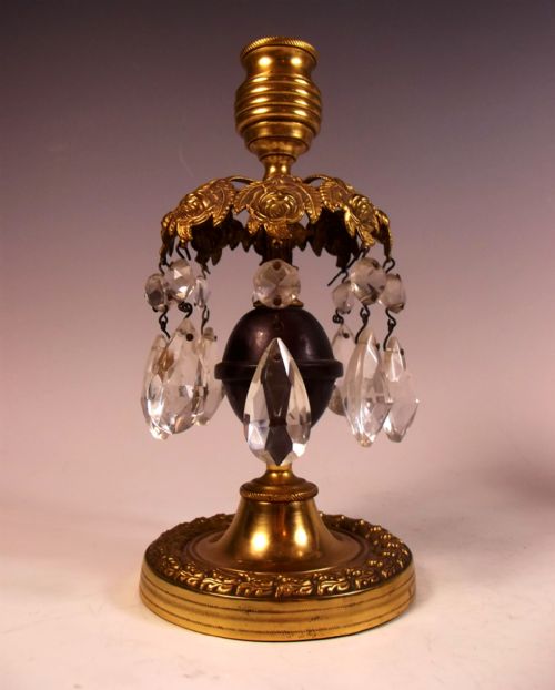 PAIR GEORGIAN ORMOLU BRONZE CANDLESTICK LUSTRES - ADDITIONAL PHOTO 3