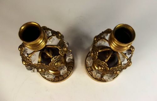 PAIR GEORGIAN ORMOLU BRONZE CANDLESTICK LUSTRES - ADDITIONAL PHOTO 4
