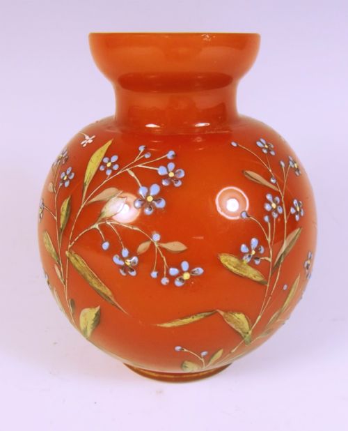 bohemian cased glass vase enamel decoration harrach - CATEGORY: ANTIQUE GLASS - DATED 1890