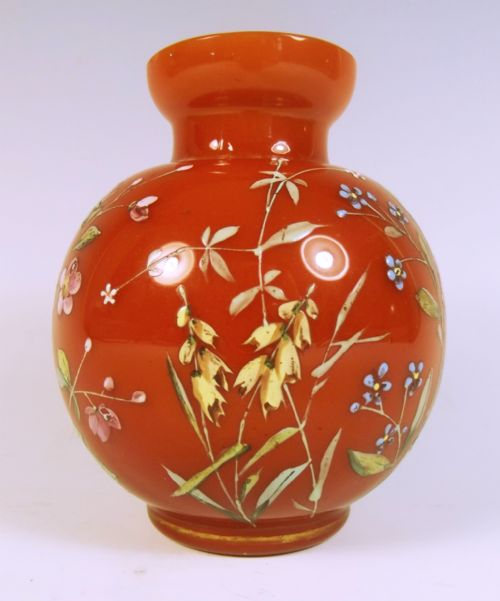 BOHEMIAN CASED GLASS VASE ENAMEL DECORATION HARRACH - ADDITIONAL PHOTO 1