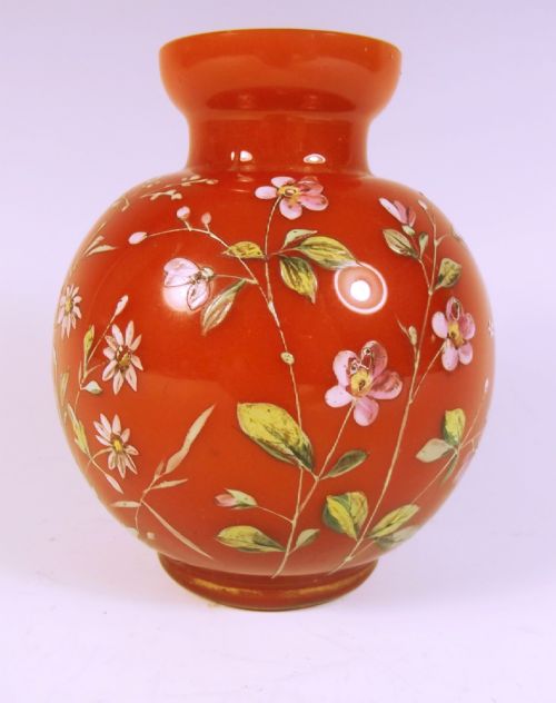 BOHEMIAN CASED GLASS VASE ENAMEL DECORATION HARRACH - ADDITIONAL PHOTO 2