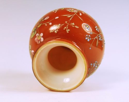 BOHEMIAN CASED GLASS VASE ENAMEL DECORATION HARRACH - ADDITIONAL PHOTO 4