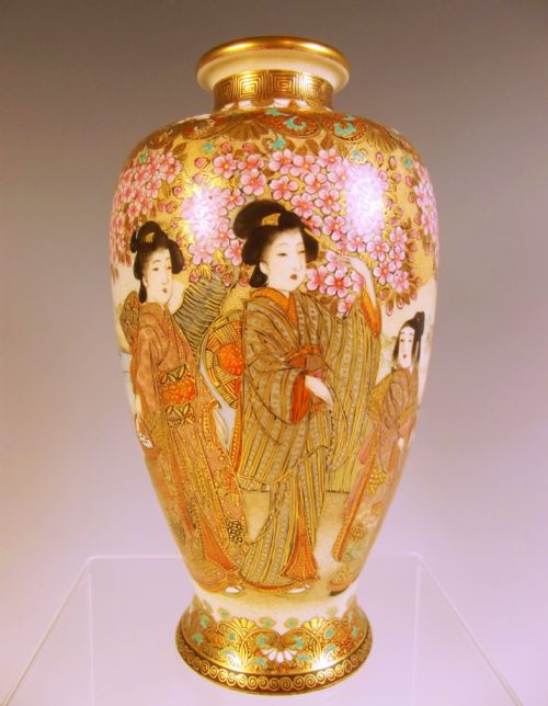 japanese meiji period satsuma vase sozan - CATEGORY: ANTIQUE VASES - DATED 1890