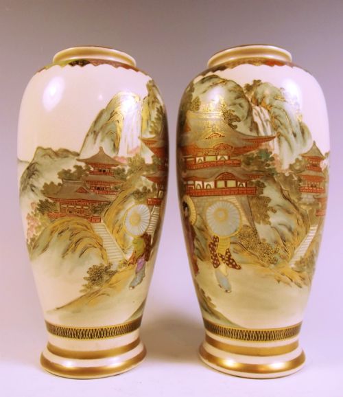 PAIR OF JAPANESE MEIJI PERIOD SATSUMA VASES - ADDITIONAL PHOTO 1