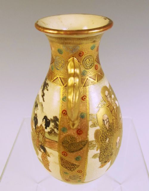 JAPANESE MEIJI PERIOD SATSUMA VASE WITH HANDLES - ADDITIONAL PHOTO 4