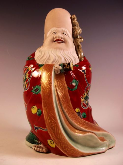 JAPANESE MEIJI PERIOD KUTANI FUKUROKUJU FIGURINE - ADDITIONAL PHOTO 2
