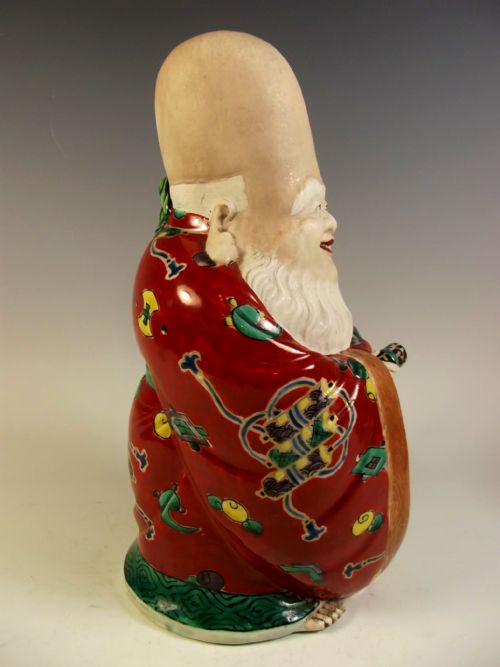 JAPANESE MEIJI PERIOD KUTANI FUKUROKUJU FIGURINE - ADDITIONAL PHOTO 4