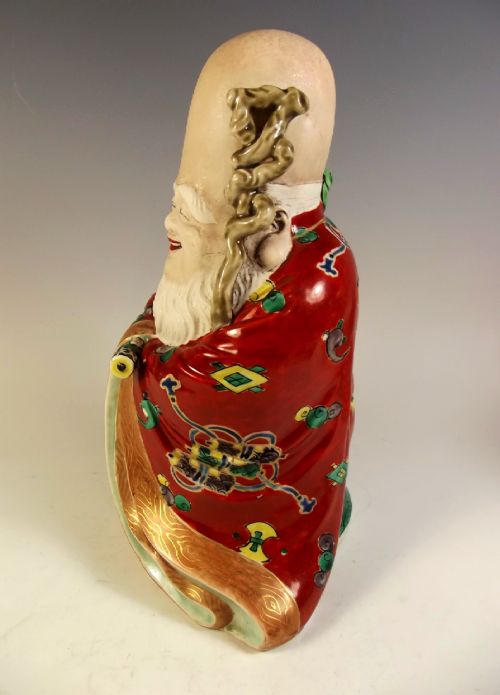 JAPANESE MEIJI PERIOD KUTANI FUKUROKUJU FIGURINE - ADDITIONAL PHOTO 5