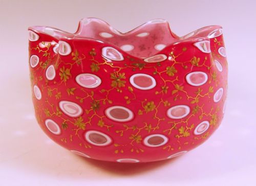 rare harrach glass window bowl with gilt decoration - CATEGORY: ANTIQUE GLASS - DATED 1890