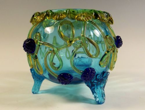 auguste jean glass bowl with applied berries - CATEGORY: ANTIQUE GLASS - DATED 1890