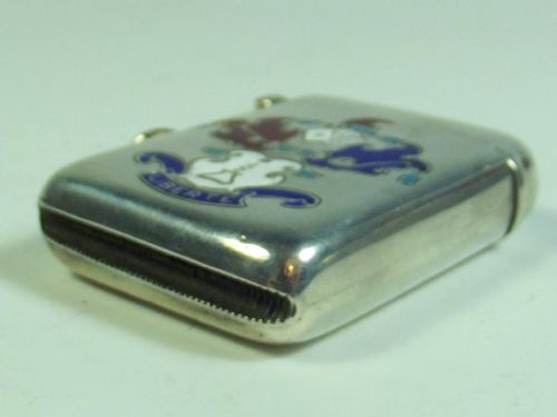 1908 HALLMARKED SILVER AND ENAMEL FOUR VICES VESTA CASE - ADDITIONAL PHOTO 3