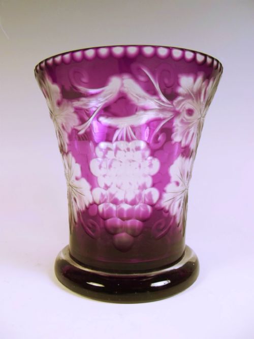 STEVENS AND WILLIAMS AMETHYST INTAGLIO CUT GLASS VASE - ADDITIONAL PHOTO 1
