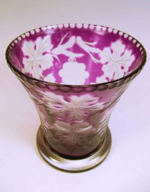 STEVENS AND WILLIAMS AMETHYST INTAGLIO CUT GLASS VASE - ADDITIONAL PHOTO 4