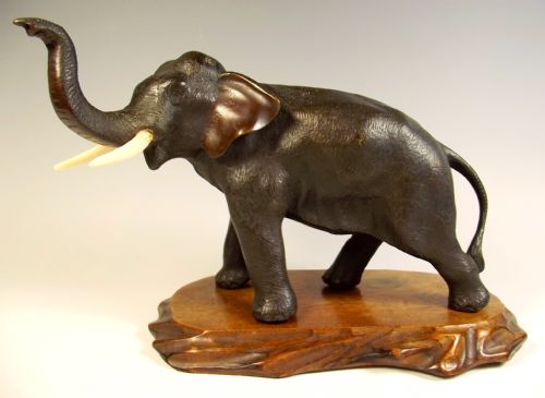 japanese meiji period bronze elephant on stand - CATEGORY: ANTIQUE METAL - DATED 1890