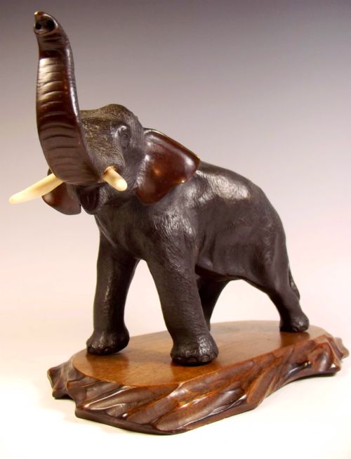 JAPANESE MEIJI PERIOD BRONZE ELEPHANT ON STAND - ADDITIONAL PHOTO 2
