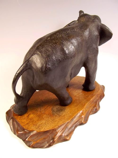 JAPANESE MEIJI PERIOD BRONZE ELEPHANT ON STAND - ADDITIONAL PHOTO 5