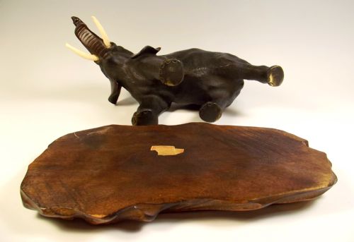 JAPANESE MEIJI PERIOD BRONZE ELEPHANT ON STAND - ADDITIONAL PHOTO 6