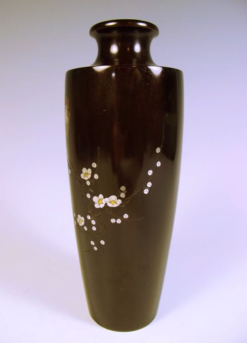JAPANESE BRONZE COCKEREL VASE SILVER AND GOLD INLAY MEIJI PERIOD - ADDITIONAL PHOTO 4