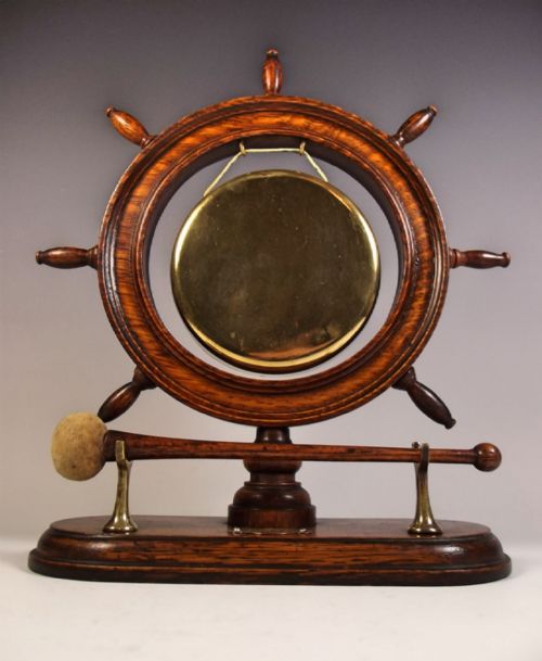 victorian oak ships wheel table gong - CATEGORY: ANTIQUE MISCELLANEOUS - DATED 1890