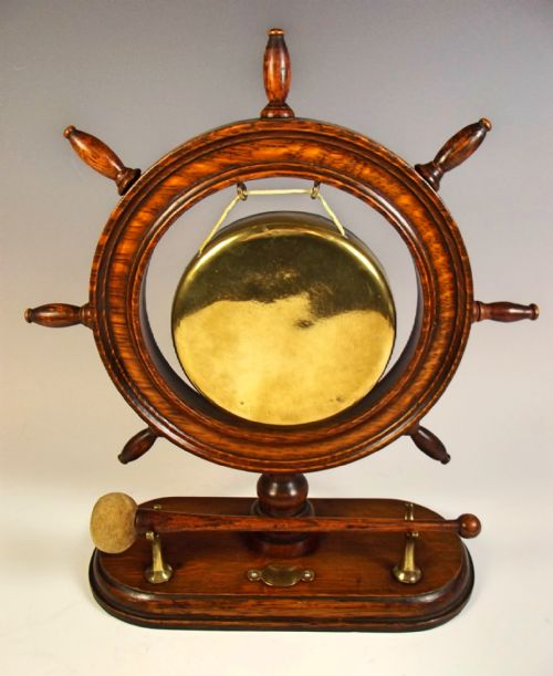 VICTORIAN OAK SHIPS WHEEL TABLE GONG - ADDITIONAL PHOTO 1