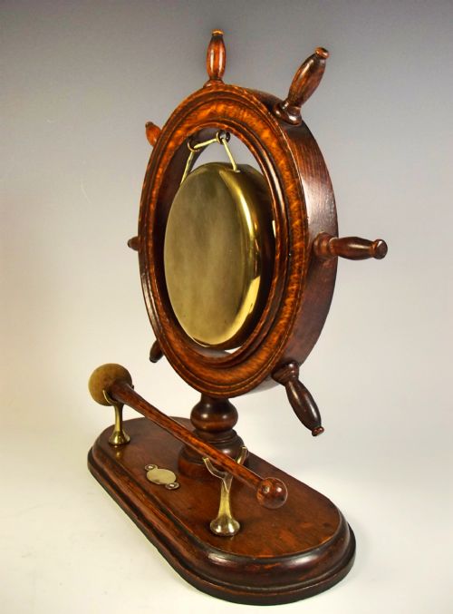 VICTORIAN OAK SHIPS WHEEL TABLE GONG - ADDITIONAL PHOTO 3
