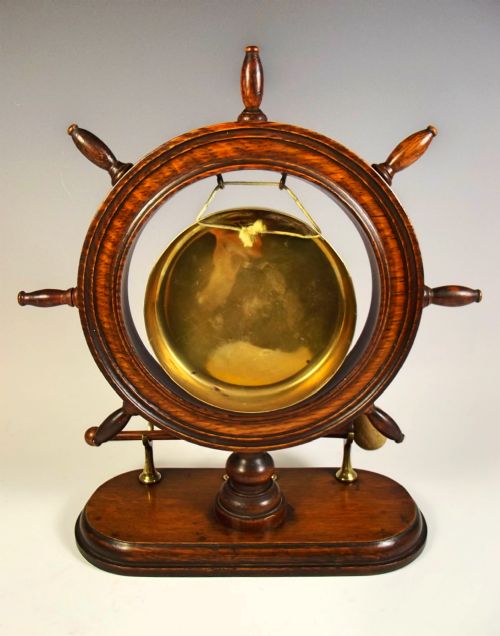 VICTORIAN OAK SHIPS WHEEL TABLE GONG - ADDITIONAL PHOTO 4