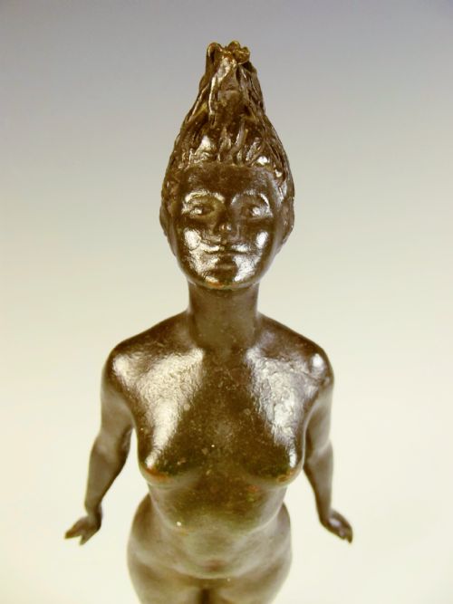 ART NOUVEAU BRONZE OF NUDE GIRL ON BALL - ADDITIONAL PHOTO 5