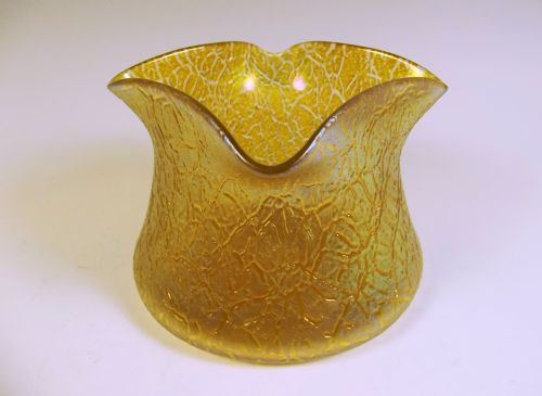 bohemian loetz gold on gold formosa squat vase - CATEGORY: ANTIQUE GLASS - DATED 1900