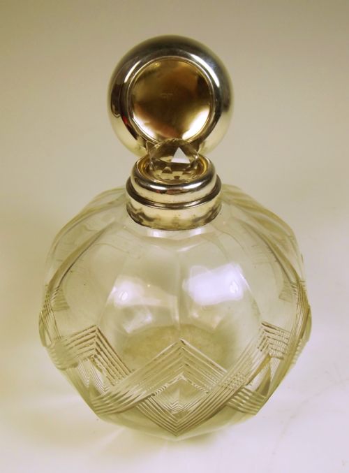 1916 HALLMARKED SILVER CUT GLASS SCENT BOTTLE - ADDITIONAL PHOTO 3
