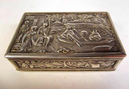 19th century chinese silver snuff box - CATEGORY: ANTIQUE SILVER - DATED 1860