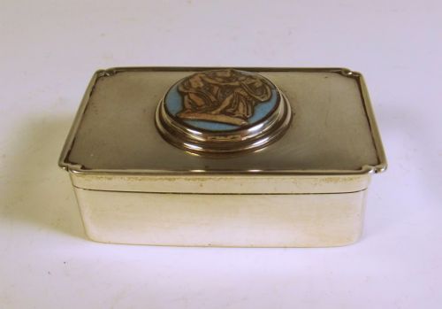 hallmarked silver box inset jasperware plaque 1905 - CATEGORY: ANTIQUE SILVER - DATED 1900
