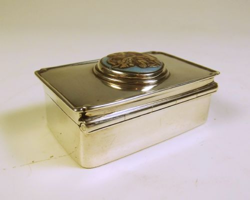 HALLMARKED SILVER BOX INSET JASPERWARE PLAQUE 1905 - ADDITIONAL PHOTO 3