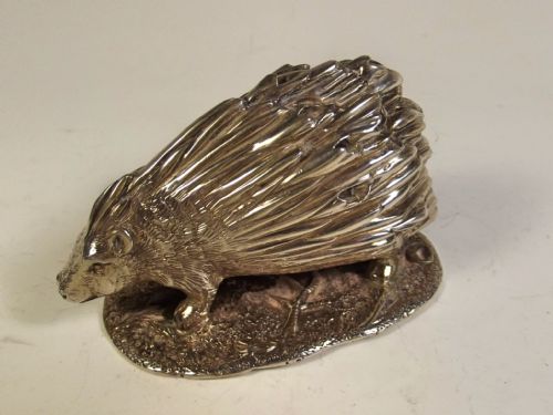 HALLMARKED SILVER PORCUPINE TOOTHPICK HOLDER 1904 - ADDITIONAL PHOTO 1